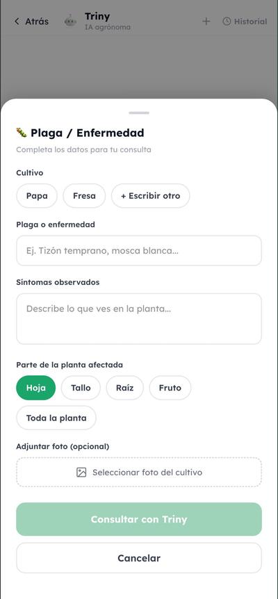 Formulario de consulta de plaga o enfermedad